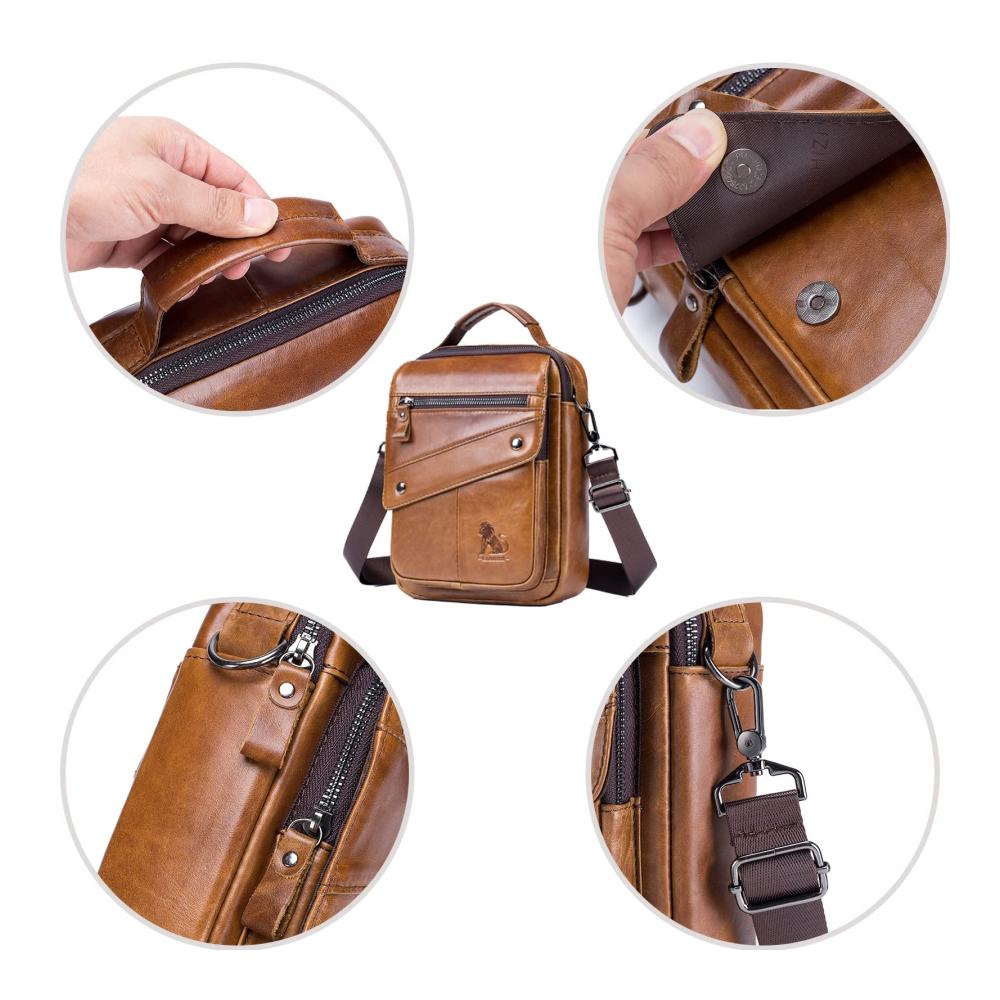 Herren Leder Umhängetasche - Business Messenger Bag mit verstellbarem Schultergurt