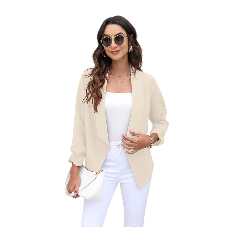 Sommerlicher Damen Blazer mit 3/4 Arm und Gerüschten Ärmeln - Ideal für Business Büro und Festliche Anlässe