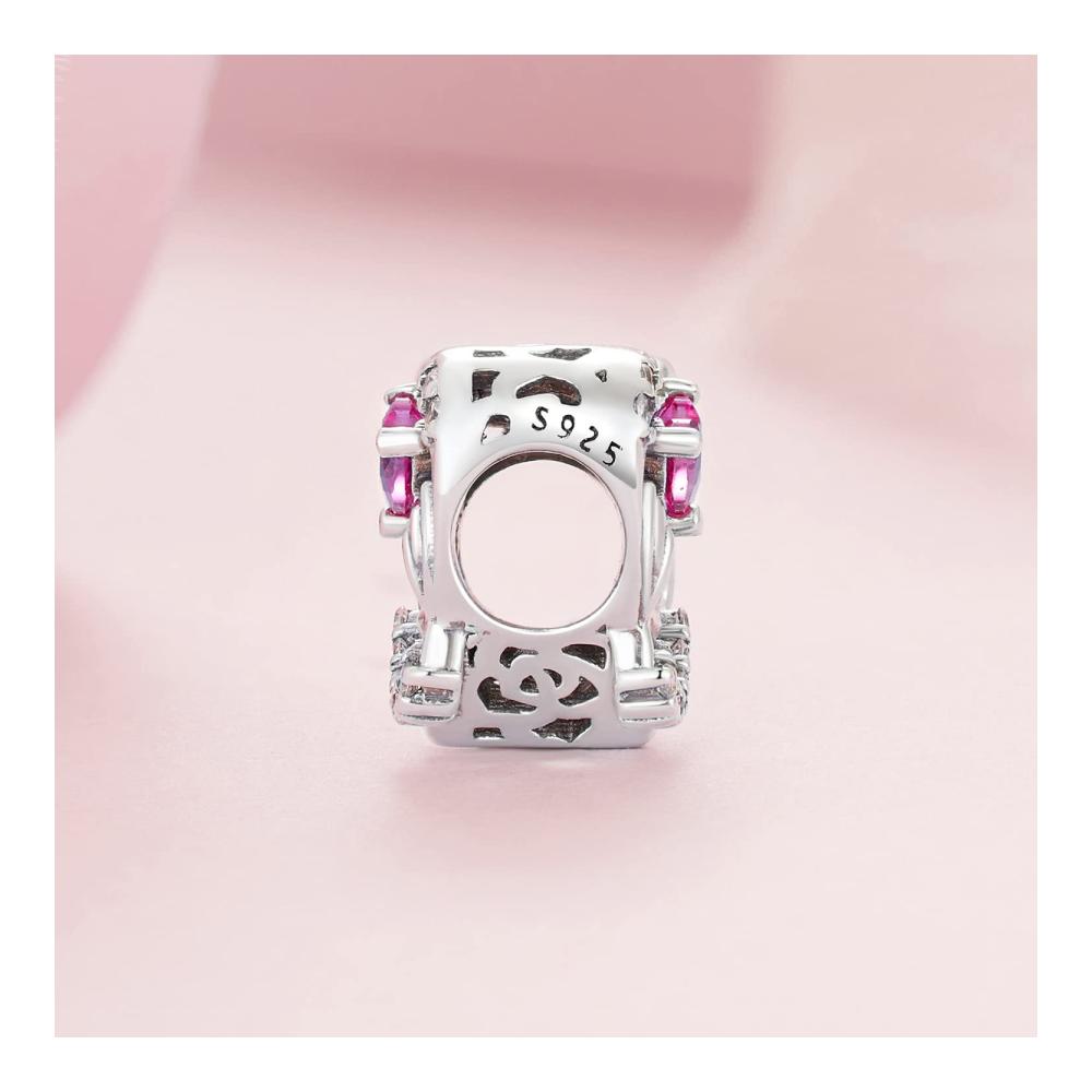 925 Sterling Silber Bead Charms für Pandora Armbänder - Rot Zirkonia Mutter-Kind Affinität - Frau Mädchen Schmuck Geschenke