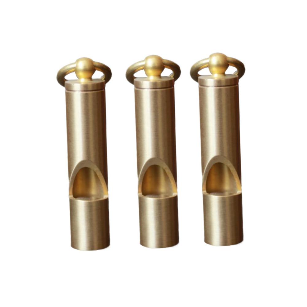 Damen 3-teiliger Metall-Schlüsselanhänger-Set | Retro Kupfer Pfeifen-Anhänger für Überlebenssituationen | Goldenes Werkzeug und Reine Messingpfeife