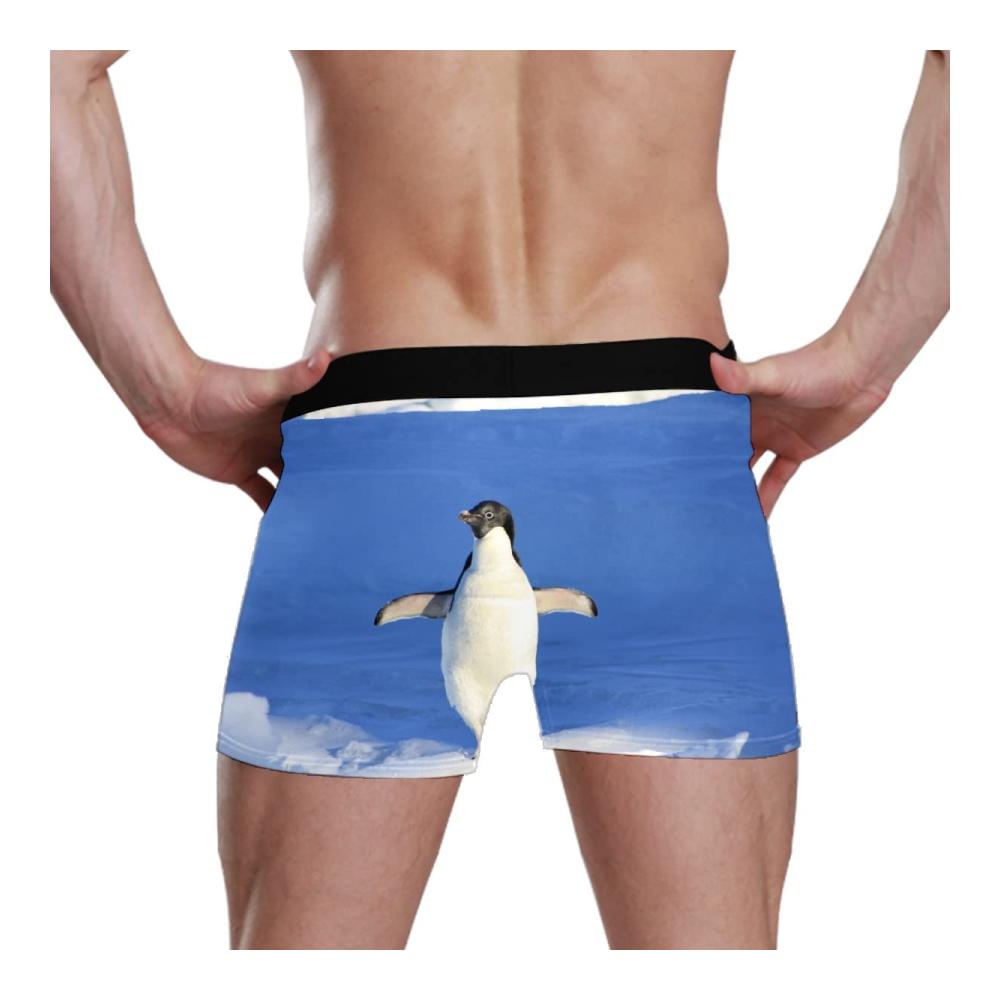Herren Boxershorts Pinguin Design | Atmungsaktive Stretch-Unterwäsche | Einzelstück Trunks Slip für optimalen Komfort