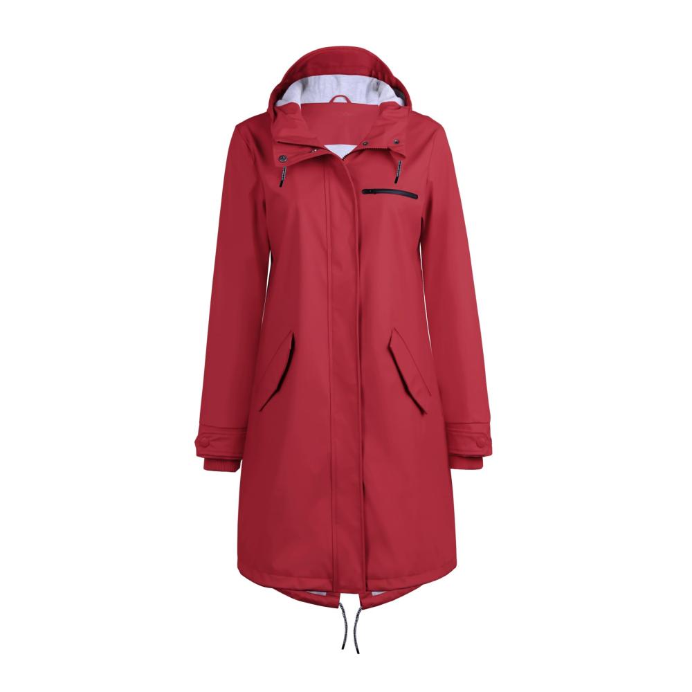 Wasserdichte Damen Regenjacken & -mäntel Gefütterte Softshelljacke Friesennerz PU Parka mit Kapuze