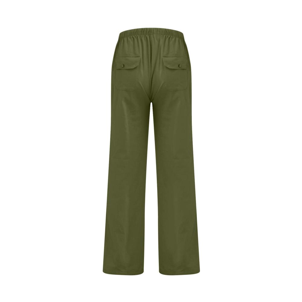 Lässige Herren Sommerhose Bequeme Baumwoll-Leinen-Trainingshose mit Kordelzug Taschen und Knopfverschluss - Ideal für lange Urlaube (COL-136