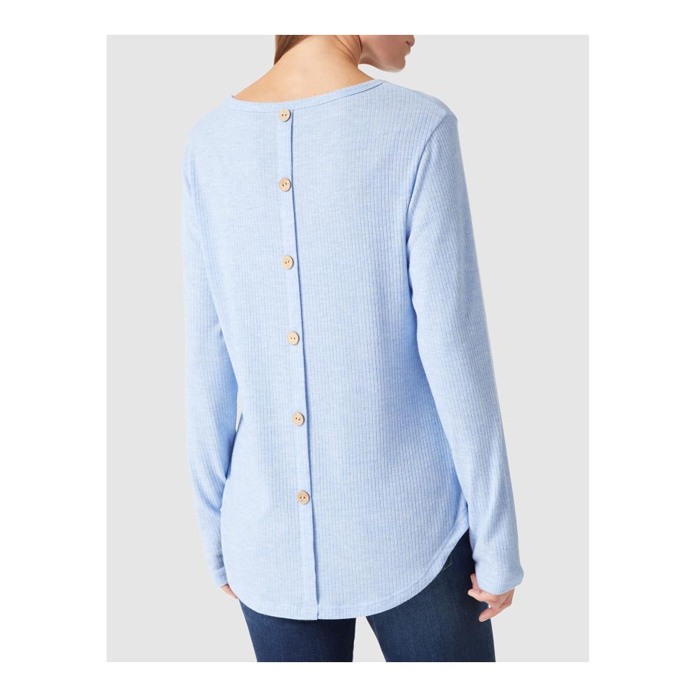 Sweatshirts Damen Stilvolle gerippte Tunika mit Knöpfen Langarm Freizeit T-Shirts Blusen Pullover für Damen