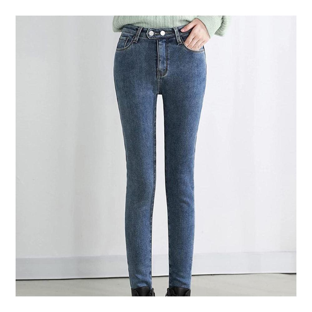 Winter Jeans Damen - Hochbund Thermojeans in warmem Fleece - Leggings für kalte Tage