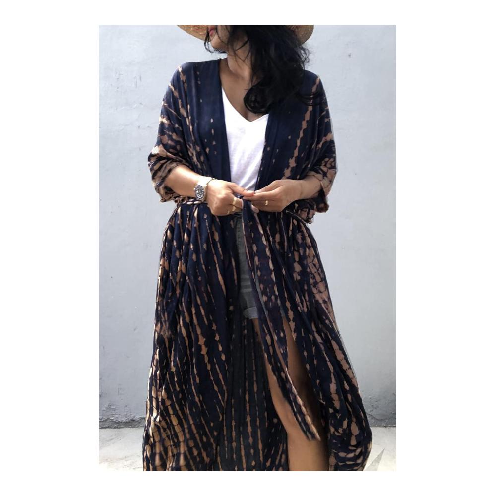 L-Peach Damen Pareos & Strandkleider Boho Kimono Lange Strickjacke - Vielseitige Loungewear Übergröße Kaftan Strandkleid für stilvolle Vertuschung und Entspannung