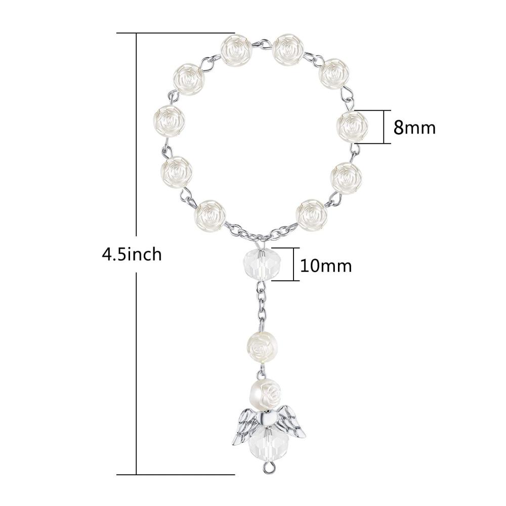 Armbänder 30 Stück Taufe - Elegante Acryl Kranzperlen in Miniaturform mit Organza Beuteln für Erstkommunion und Taufe - Ideale Geschenke für besondere Anlässe