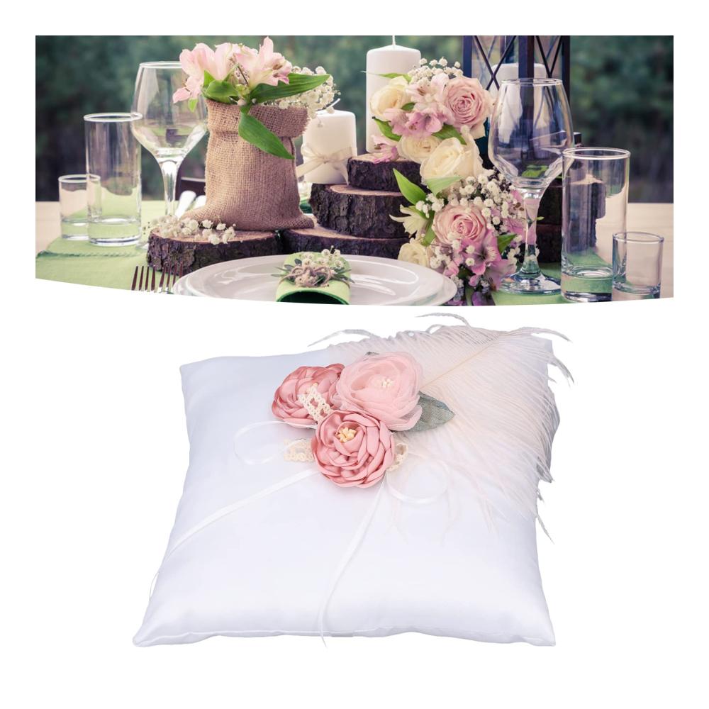 Vintage Spitzen Ringkissen mit Schleife und Blume für Hochzeit - Romantisches Ringträgerkissen im Rustikalen Stil Perfekt für Hochzeitszeremonien Vorschläge und Jahrestage