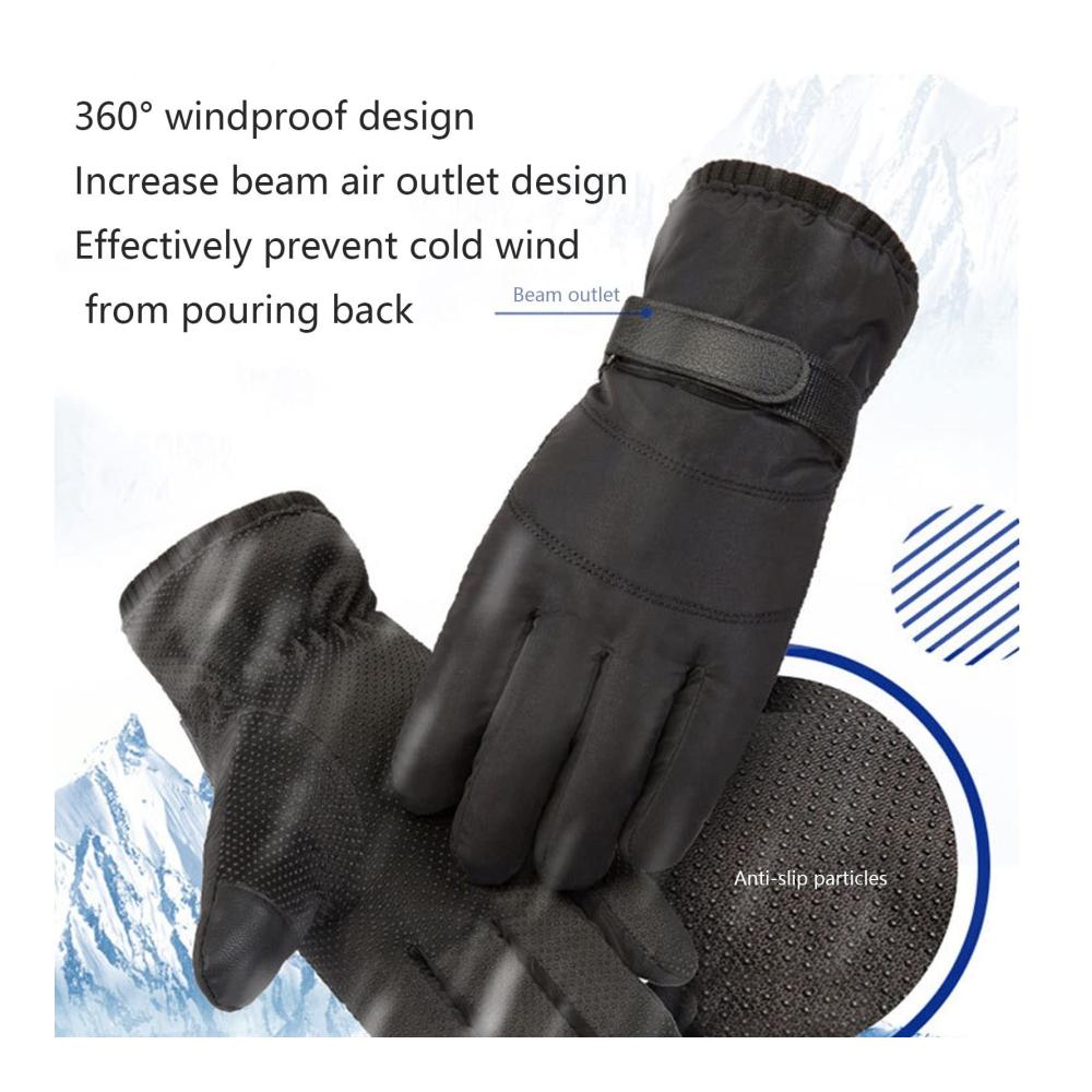 Winter-Handschuhe für Herren Daunen-Baumwollhandschuhe Warme Ski- und Outdoor-Sporthandschuhe Wind- und Kälteschutz Fahrradhandschuhe (A-02 Einheitsgröße