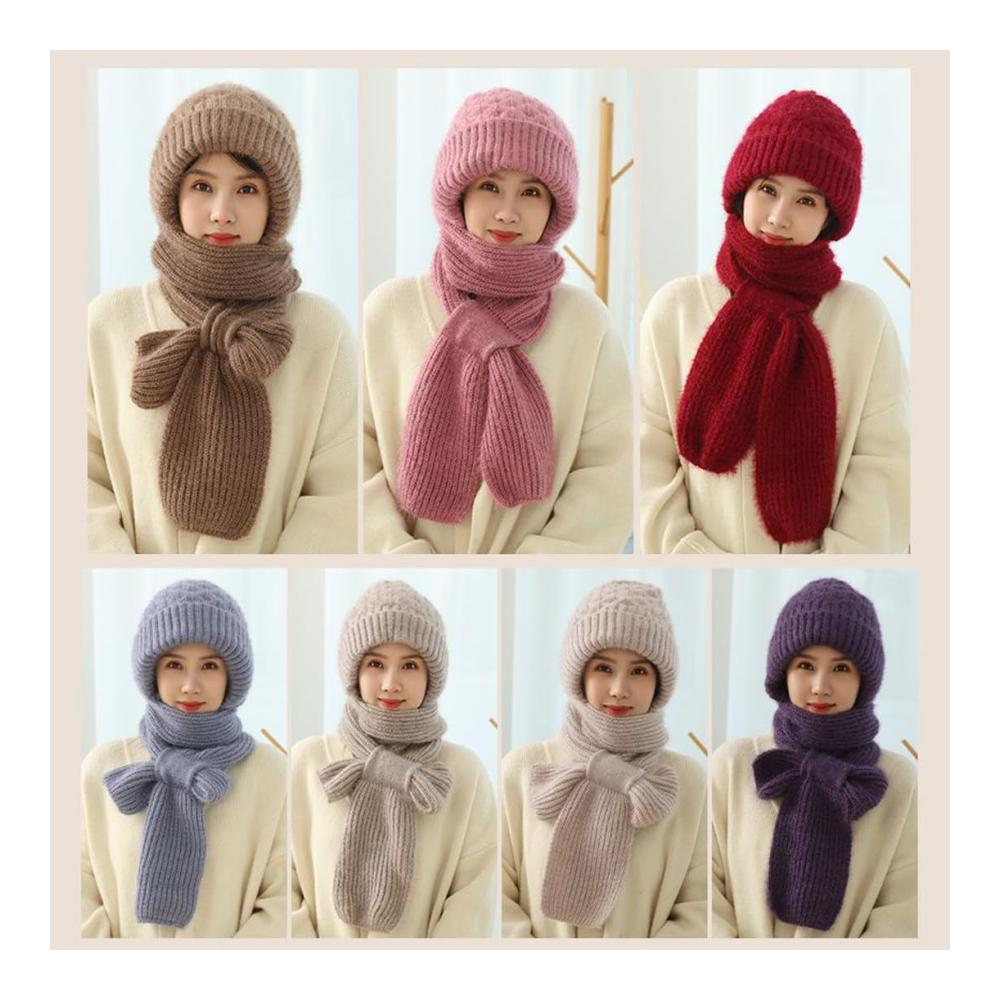 Winterliche Damen Strickmütze mit Schal – 2-in-1 Set für Wärme und Stil