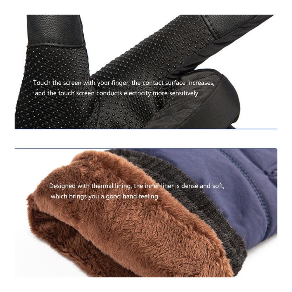 Winter-Handschuhe für Herren Daunen-Baumwollhandschuhe Warme Ski- und Outdoor-Sporthandschuhe Wind- und Kälteschutz Fahrradhandschuhe (A-02 Einheitsgröße