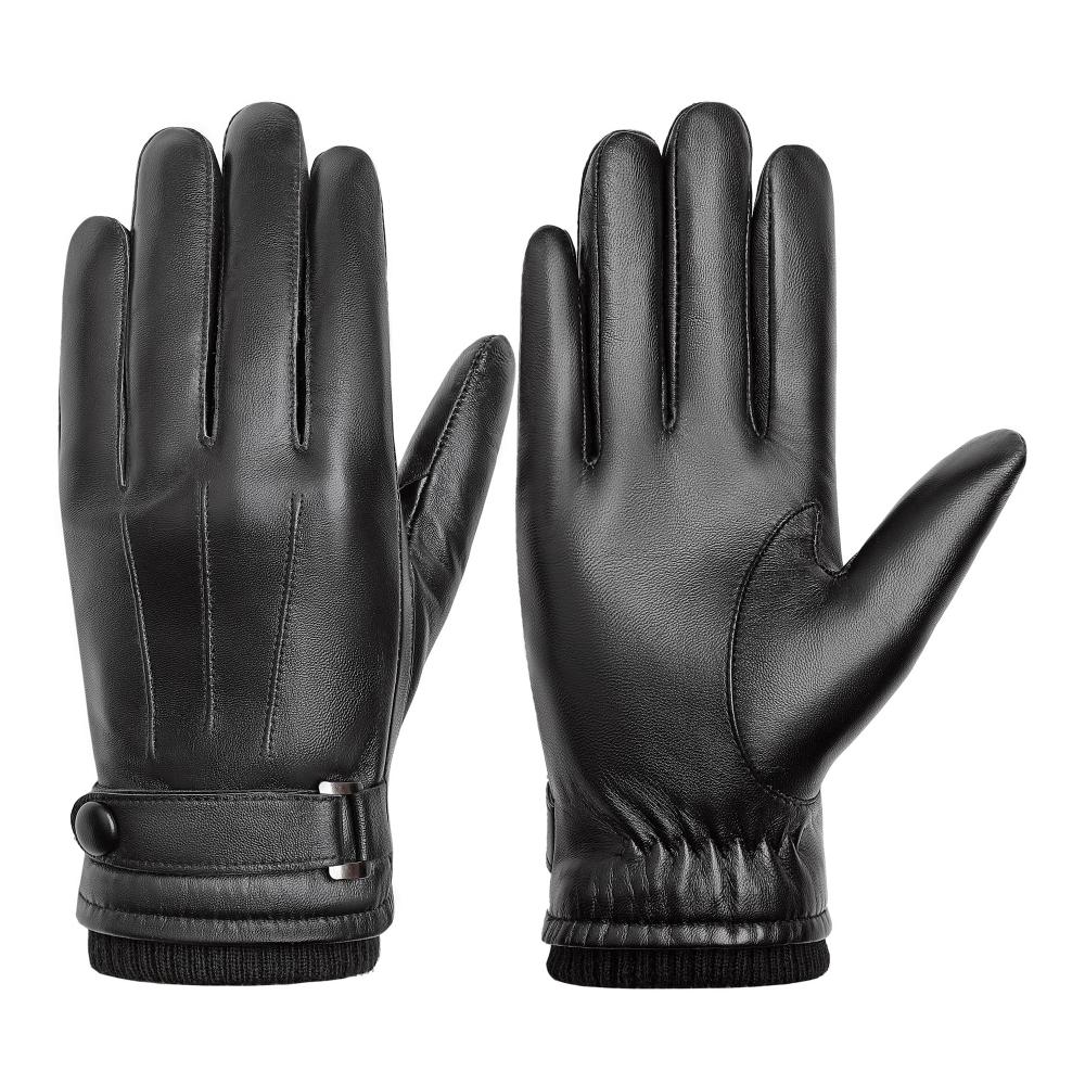 BISON DENIM Herren Winterhandschuhe – Touchscreen Lederhandschuhe aus Echtleder warm gefüttert winddicht und wasserdicht
