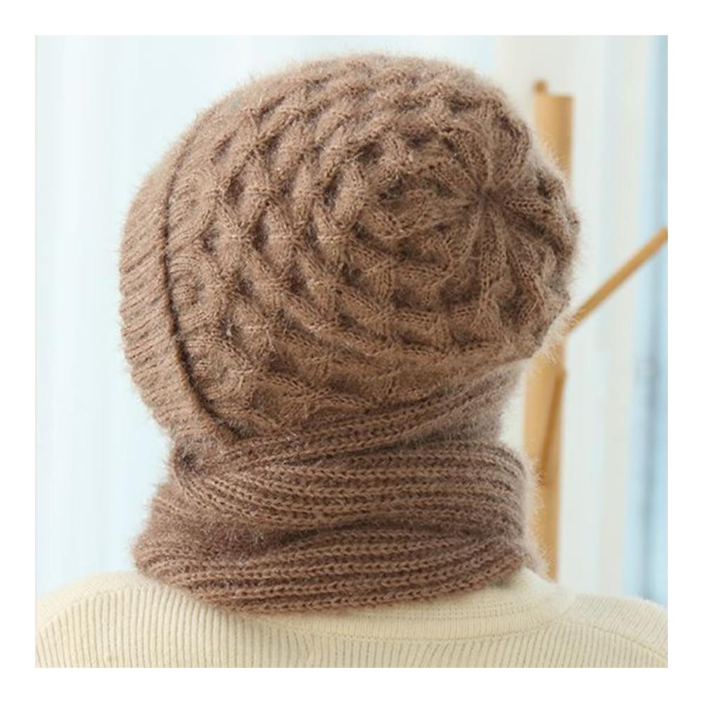 Winterliche Damen Strickmütze mit Schal – 2-in-1 Set für Wärme und Stil