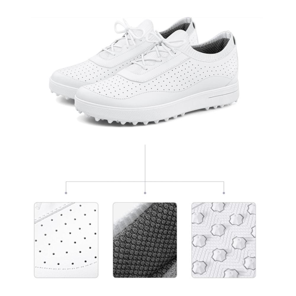 Golfschuhe Damen 38.5 Leichte Atmungsaktive Anti-Rutsch Spikeless Sommer Golfschuhe in Weiß - Ideal für ein sicheres und stylisches Golferlebnis