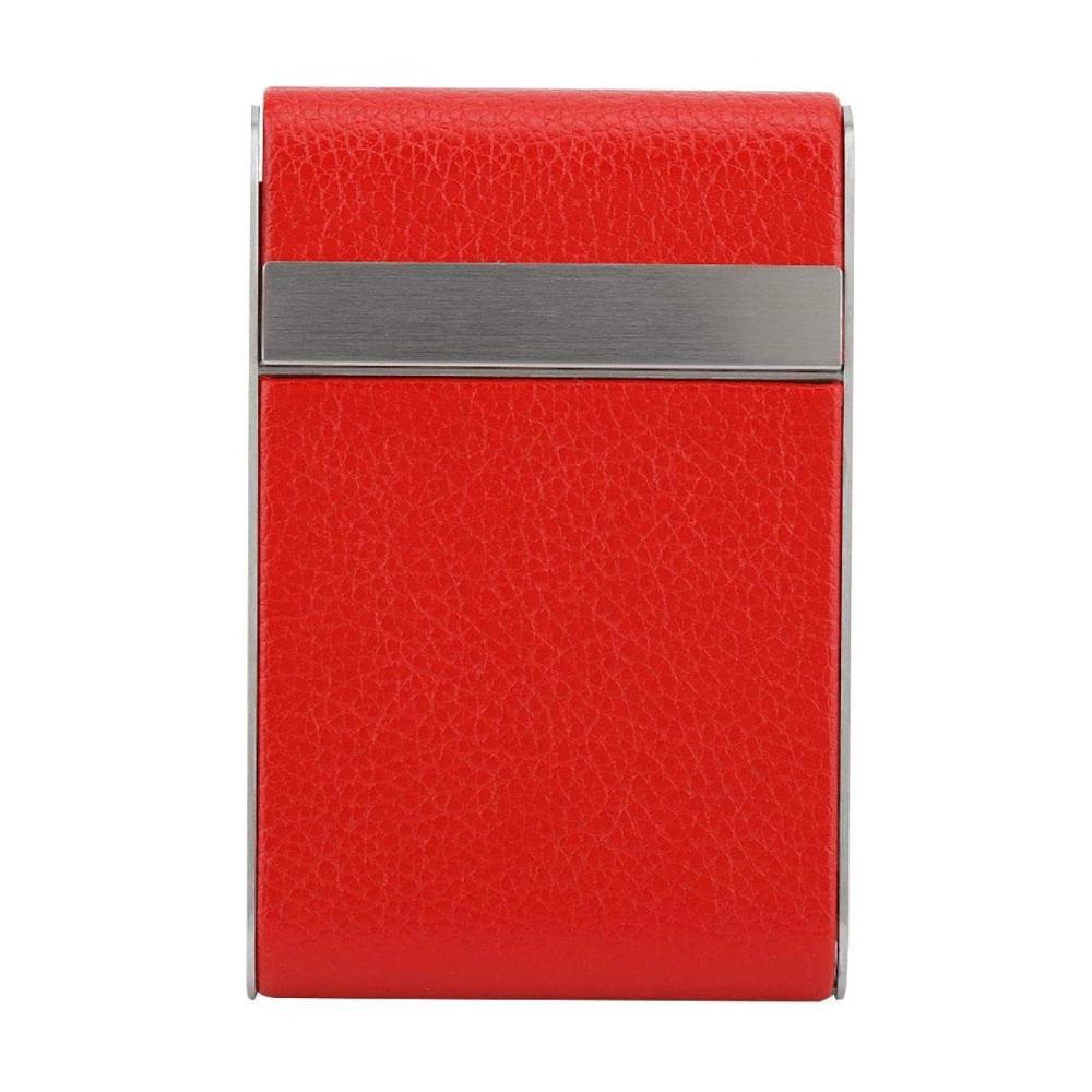 Zigarettenetui Damen - Edles Edelstahl Zigarettenhalter Etui für 20 Zigaretten - Tabakbox in Schwarz Rot - Smoker Accessoire als Geschenk oder zum Selbergebrauchen