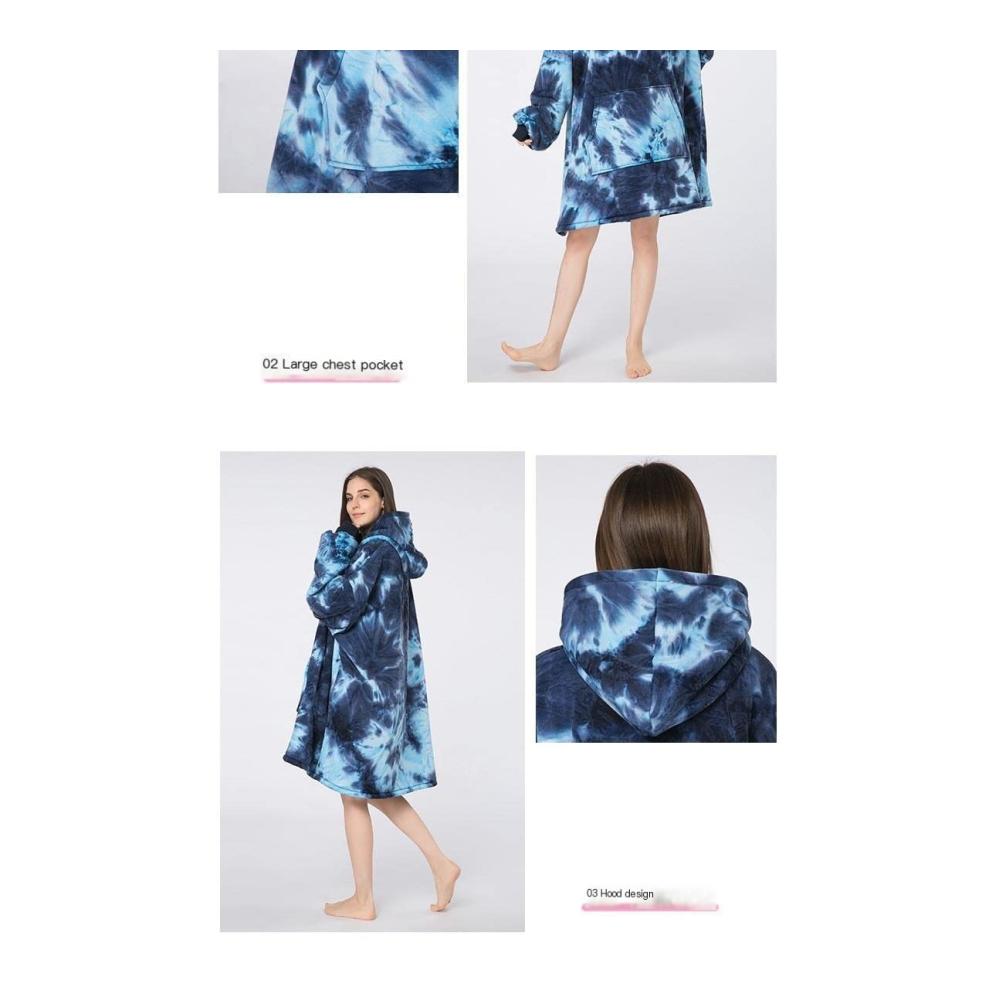 Outdoor Winterjacke mit Kapuze tragbare Batik-Liege und Schlafdecke - Multifunktionaler Hoodie-Pullover für gemütliche Nächte