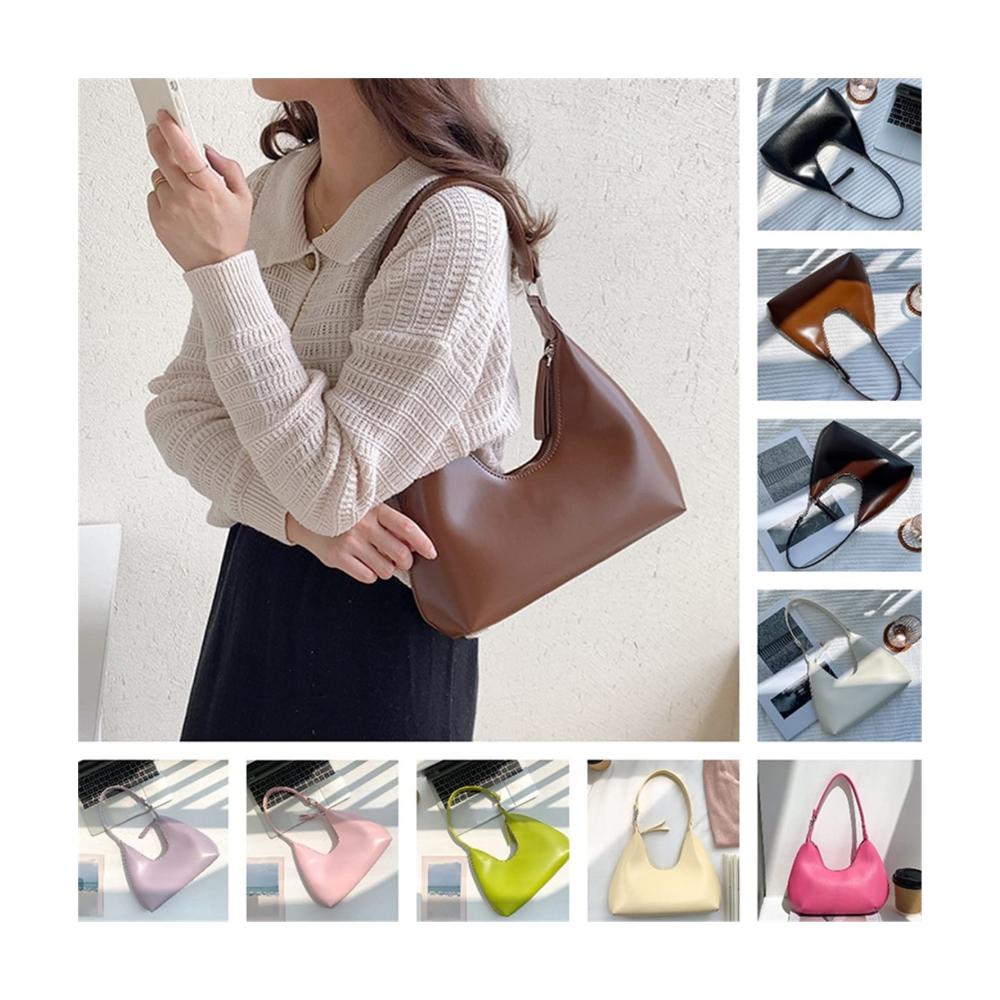 Kleine Mode Umhängetasche für Damen 2023 - Reißverschluss Casual Hobo Tasche aus PU Leder - Schwarze Frauen Tasche (27x13cm