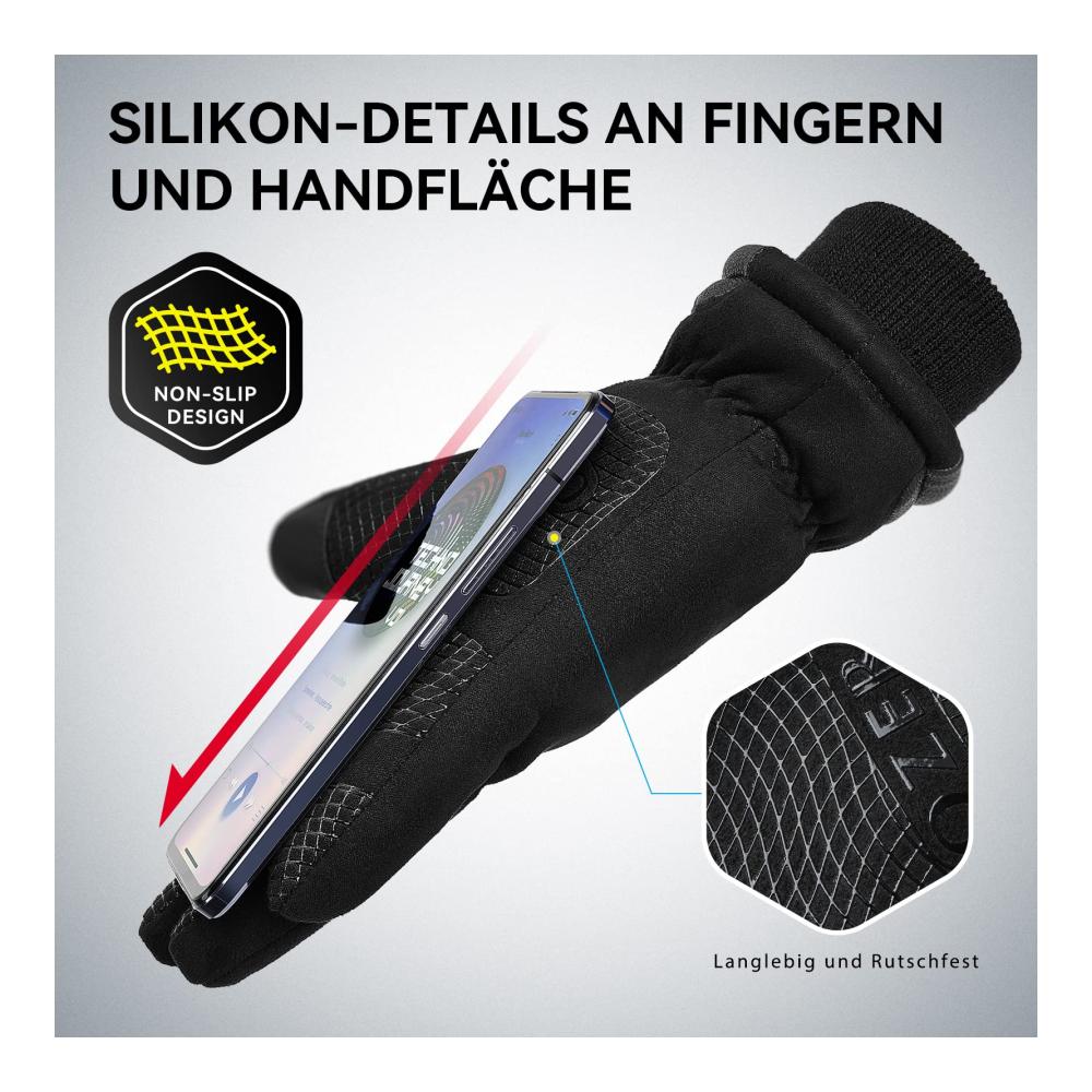 Wasserdichte Herren Winterhandschuhe mit Touchscreen-Funktion - Ideale Skihandschuhe und Motorradhandschuhe