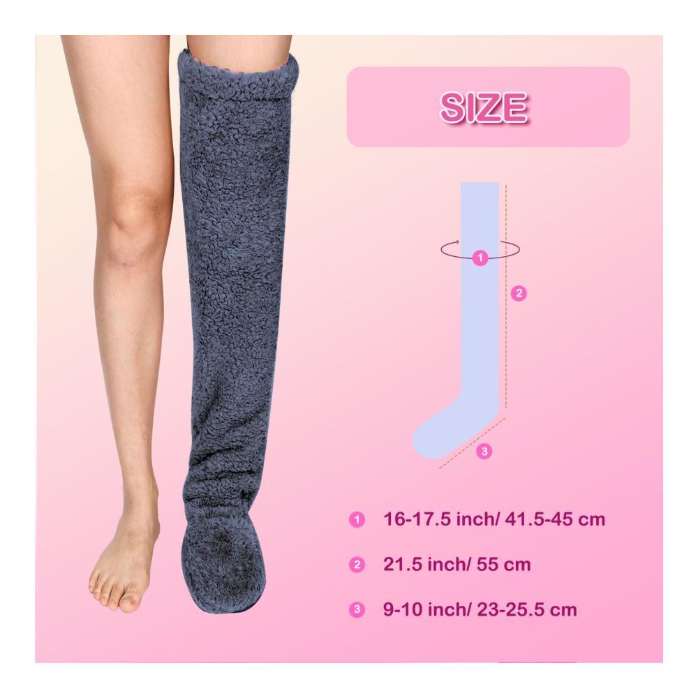 Plüschige Überknie-Stulpen Teddy-Flausch für Damen warme Winter-Kniestrümpfe