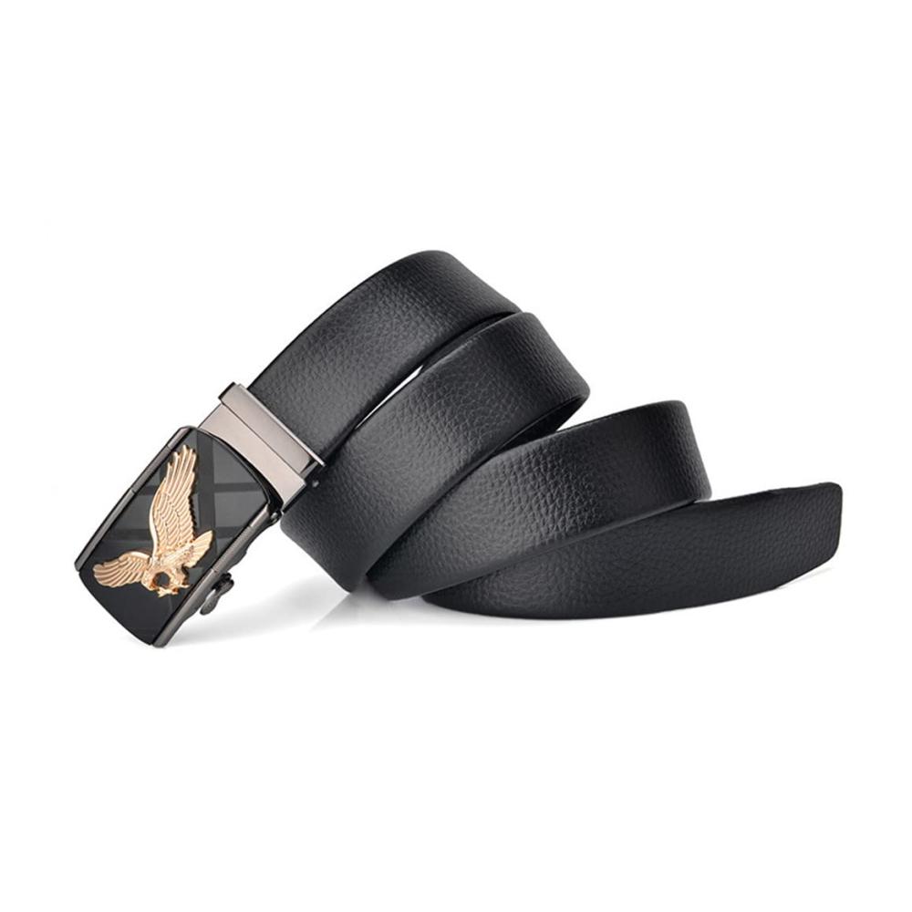 Ledergürtel Herren – Stilvoller Business-Gürtel mit Automatikschließe Adler-Design 38mm breit Echtleder Metall Denim-Tauglich Verstellbar