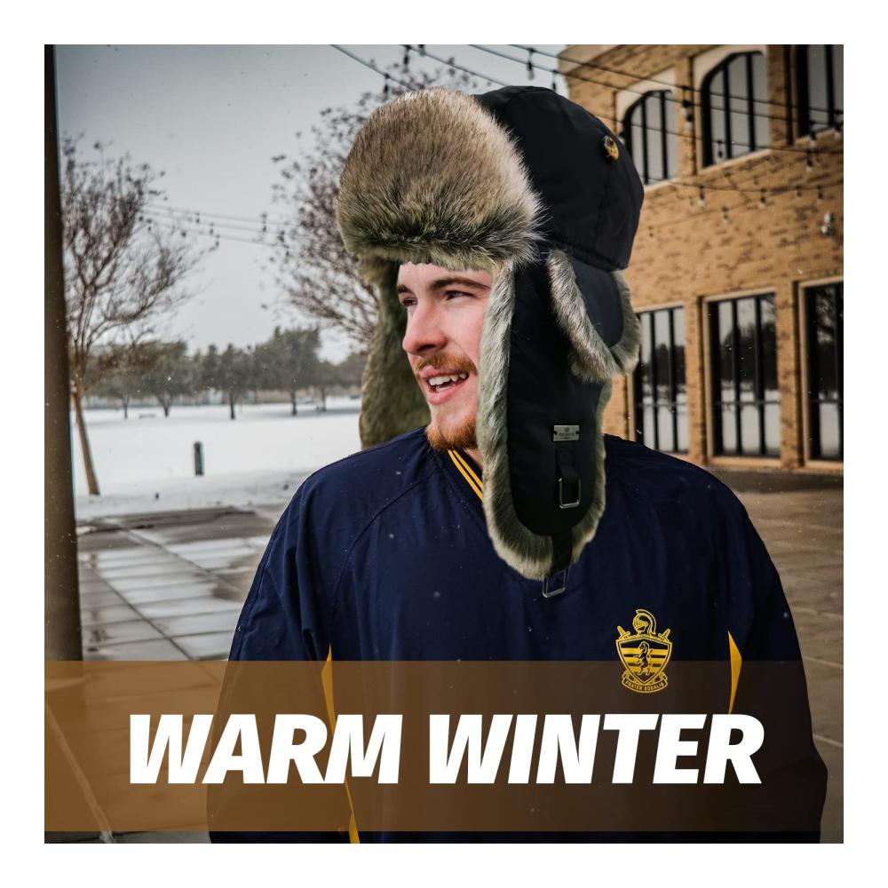 Russische Fliegermütze für Damen und Herren - Winter Uschanka Hut mit Kunstpelz Earflap und Bomber-Design