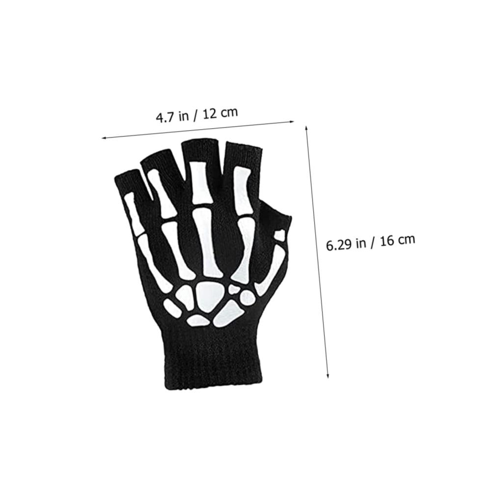Halloween Handschuhe & Fäustlinge - 2 Paar Warme Damen und Herren Handschuhe für Halloween Kostüme Reiten und Skelett-Looks