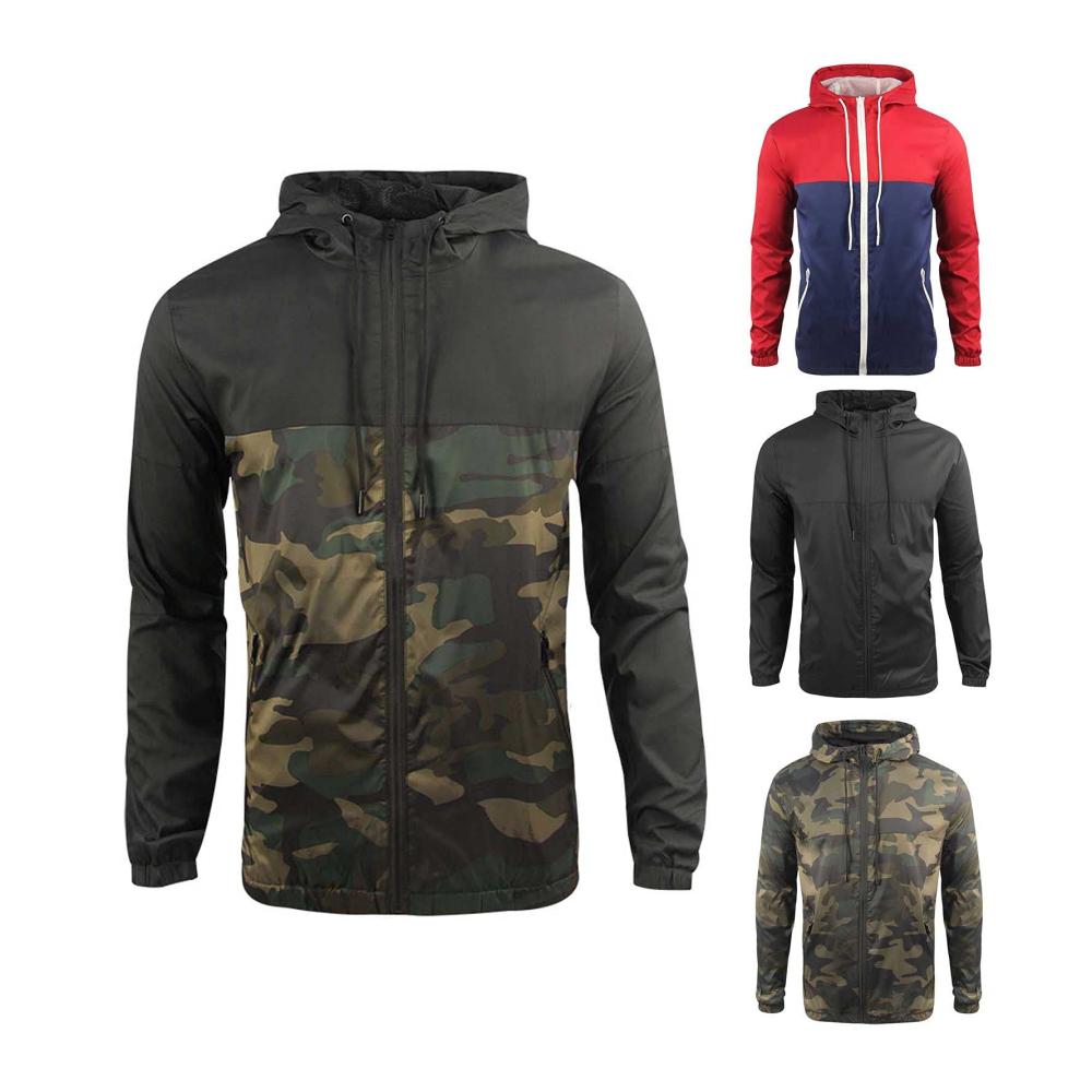 Herren Outdoorjacke mit UV-Schutz leichter Regenjacke Kapuze und Packfunktion