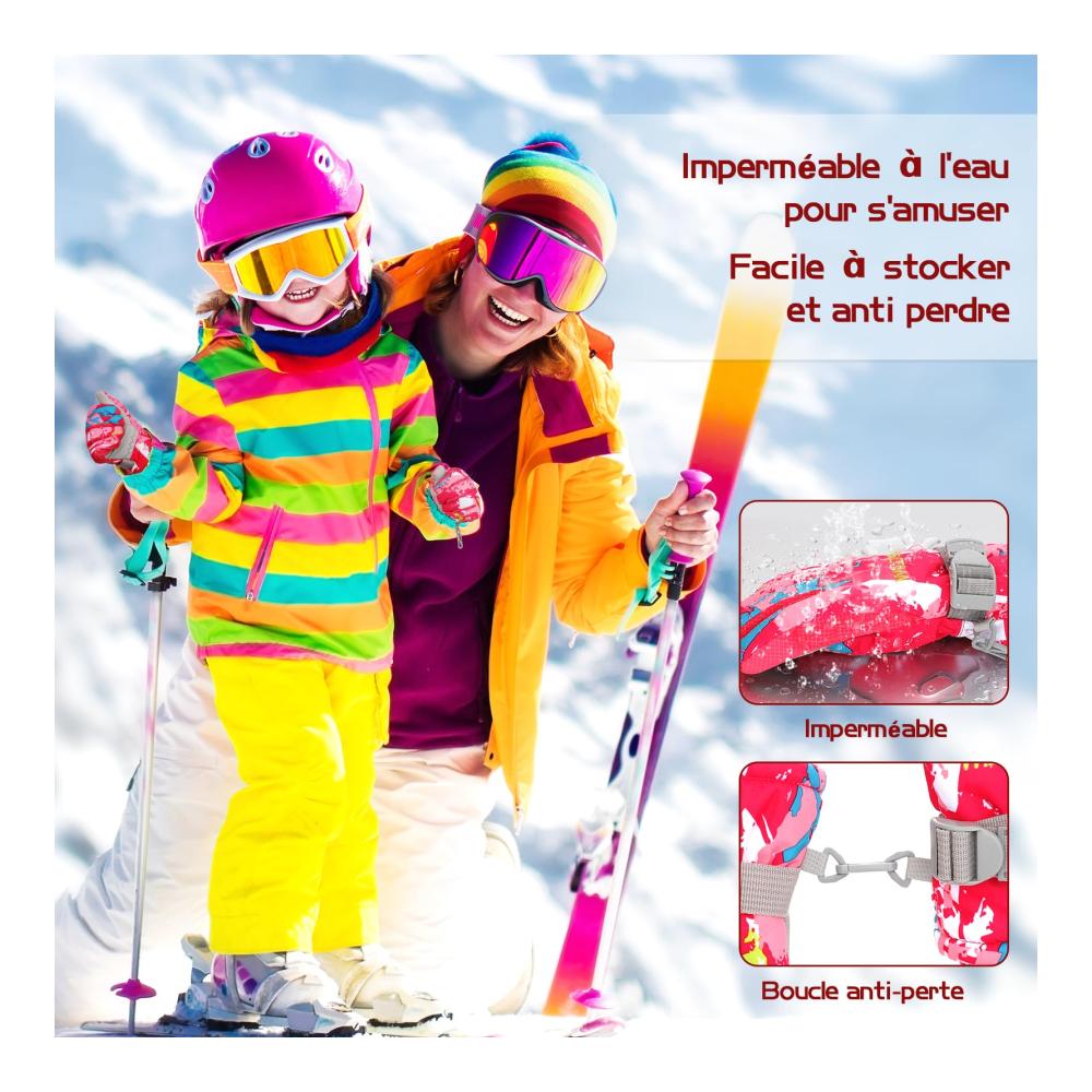 Fengzio Skihandschuhe – Wasserdichte Winterhandschuhe für Kinder Herren und Damen Winddicht Warm ideal für Snowboard Outdoor-Sport Fahrrad - Sporthandschuhe