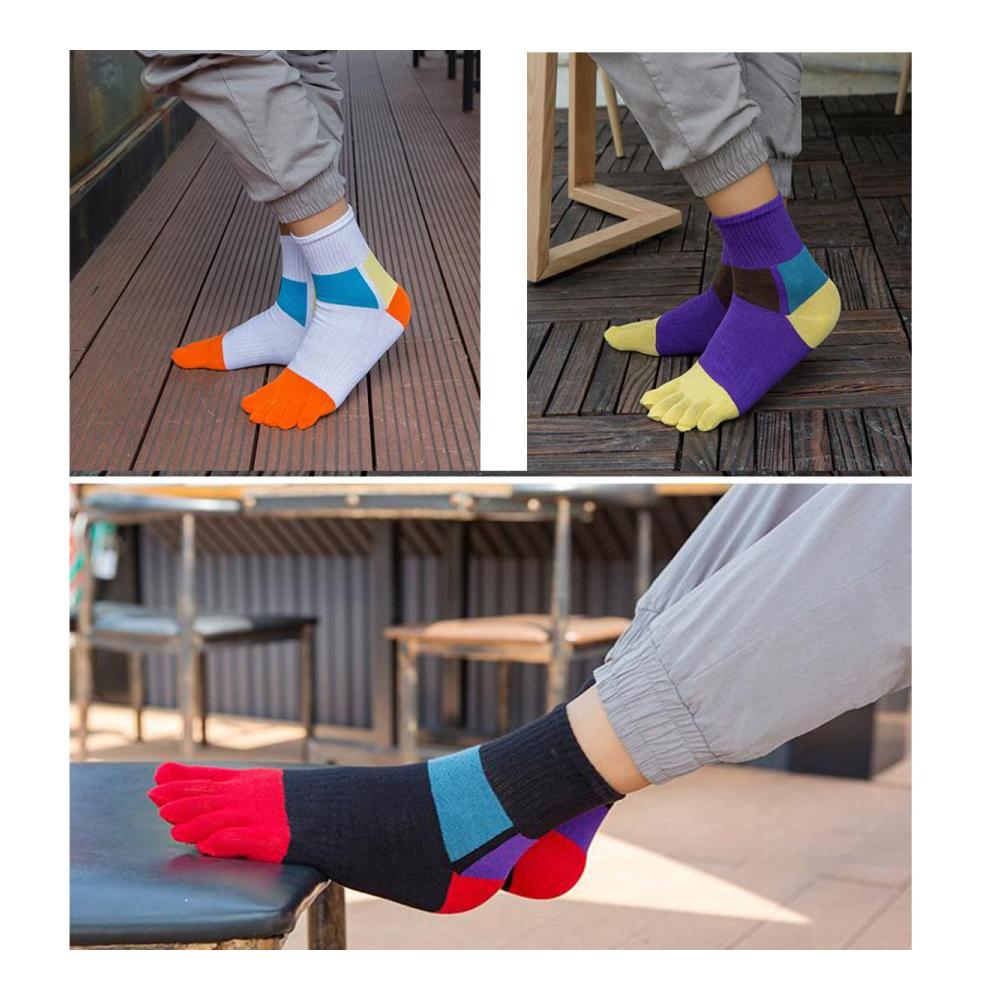 Fünf-Finger-Zehensocken für Herren | 5 Paar Baumwollsocken für Sport und Laufen | Atmungsaktive Zehensocken EU 39-44