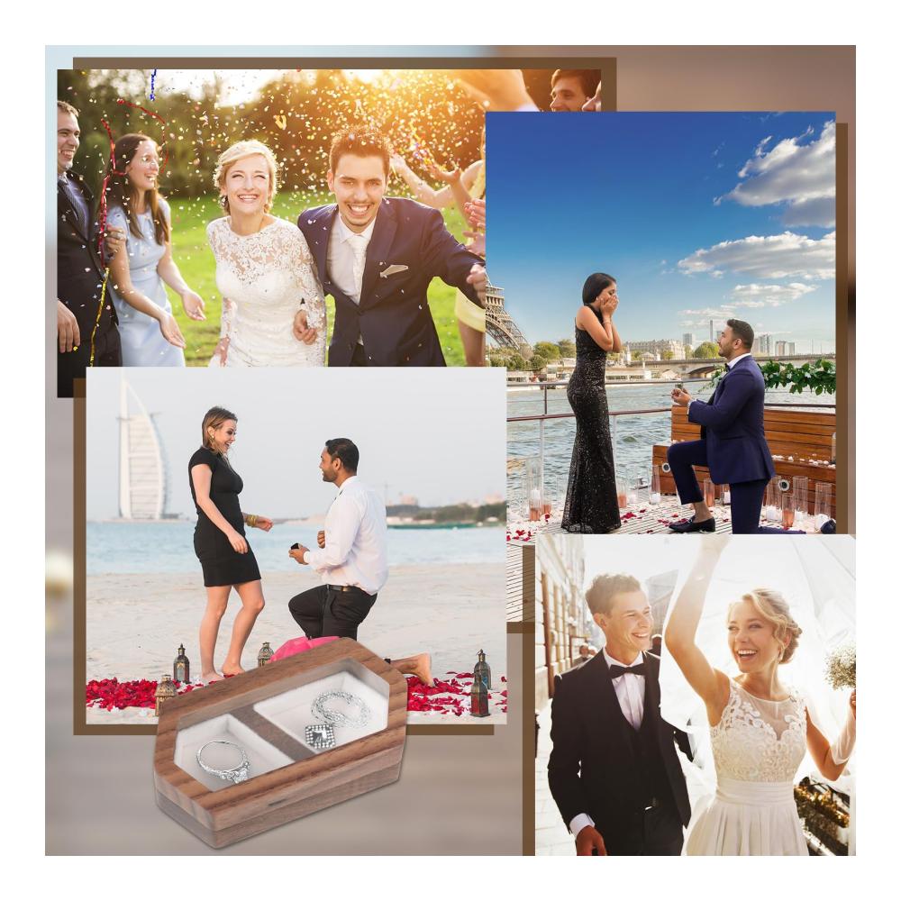 Benutzerdefinierte Hochzeitsringbox Gravierte Holzringbox für Eheringe und Verlobungsringe - Braunes Ringkästchen mit Doppelschlitz - Schmuckkästen als perfekte Heiratsantrag Deko und Geschenk für die Braut