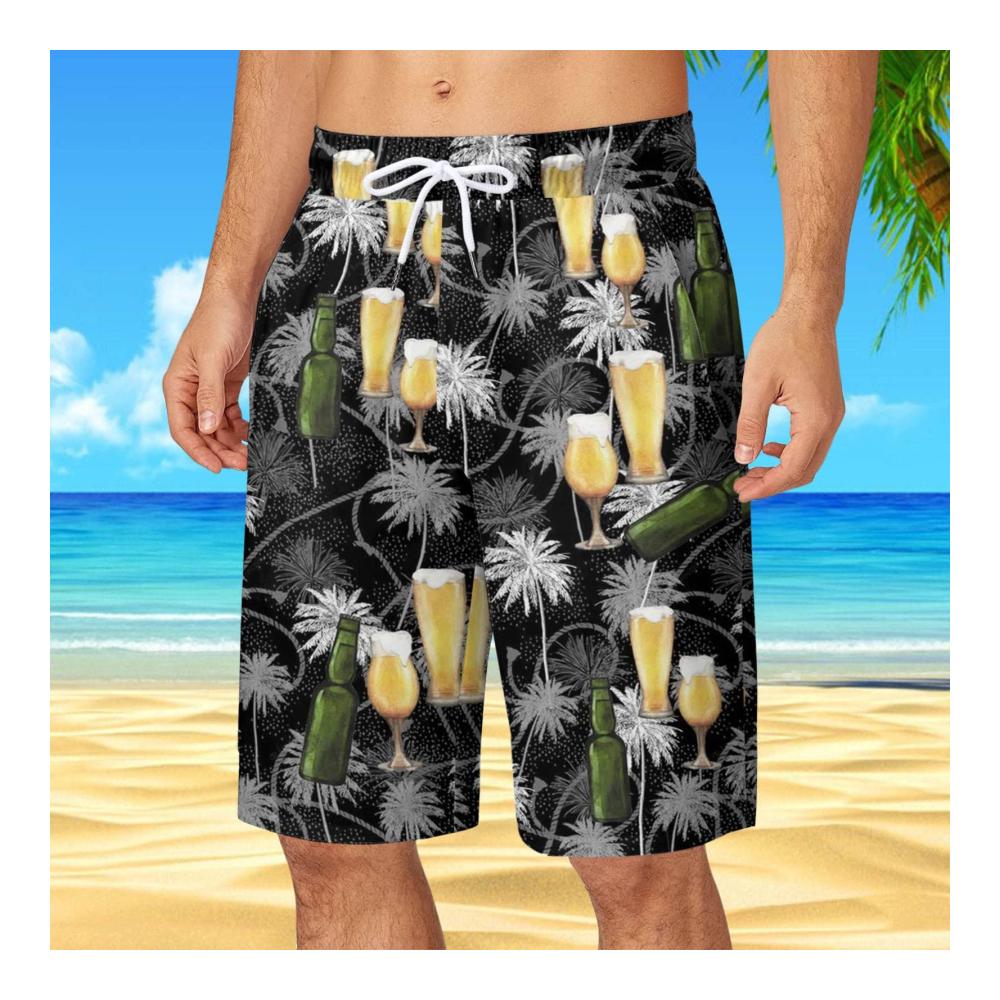 Herren Badeshorts Sommerliche Plus Size Strandhose mit Kordelzug Tasche und sportlichem Design