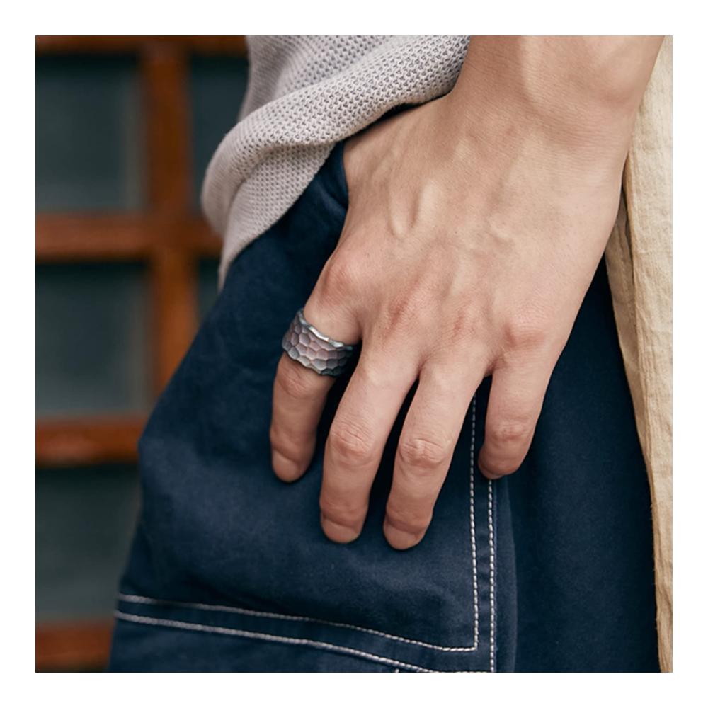 Verstellbarer Herrenring aus S999 Sterling Silber im Vintage-Stil - Handmade mit Craters Signet Minimalismus Design - Schmuck Accessoires für stilvolle Akzente