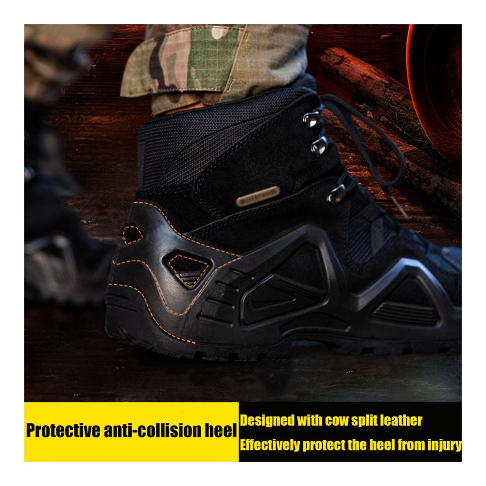 Outdoor Trekkingschuhe Herren & Damen - Wasserdichte Militärstiefel Taktische Patrouillenstiefel Hochhaus Wanderschuhe - Motorradarmee Trekking Ausrüstung - A-Beige-Größe 44