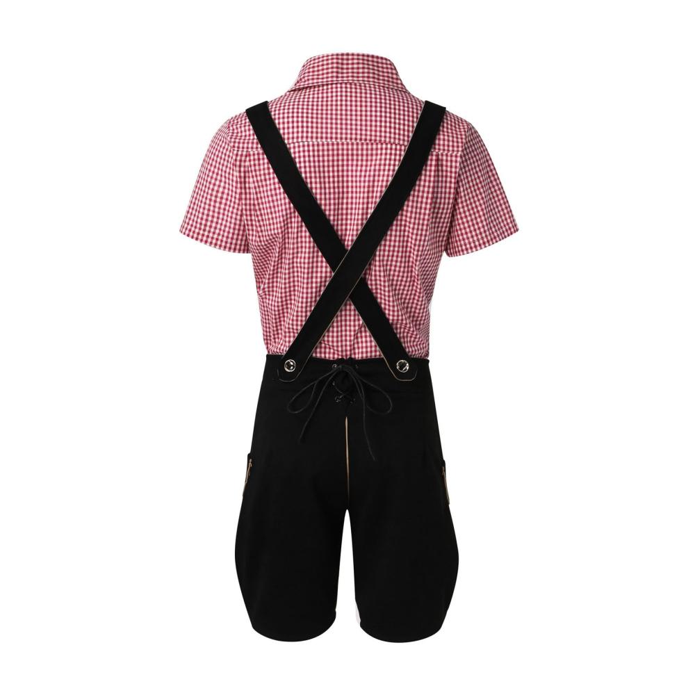 Oktoberfest Herrenshirt mit Tasche und Haken - Halloween Cosplay Bühnenkostüm Deutsches Oktoberfest Bier-Show-Kostüm für Herren