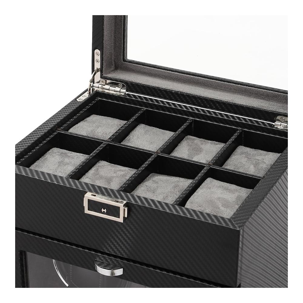 Automatischer Uhrenbeweger 2 8 Uhren PU-Leder Leise Motoren LED-Beleuchtung - Perfekt für Automatikuhren