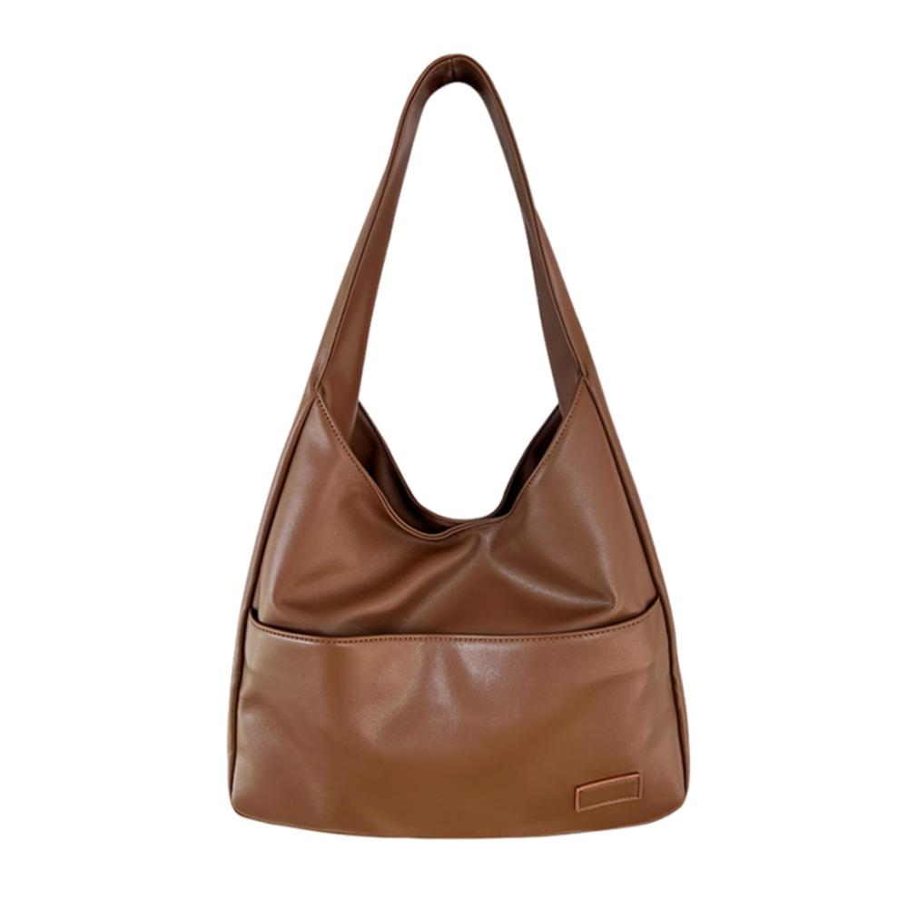 Retro Leder Shopper Damen Umhängetasche mit Reißverschluss-Innenfach | Vintage Slouchy Bag für Herbst und Winter | Casual Einkaufstasche für Pendeln und College