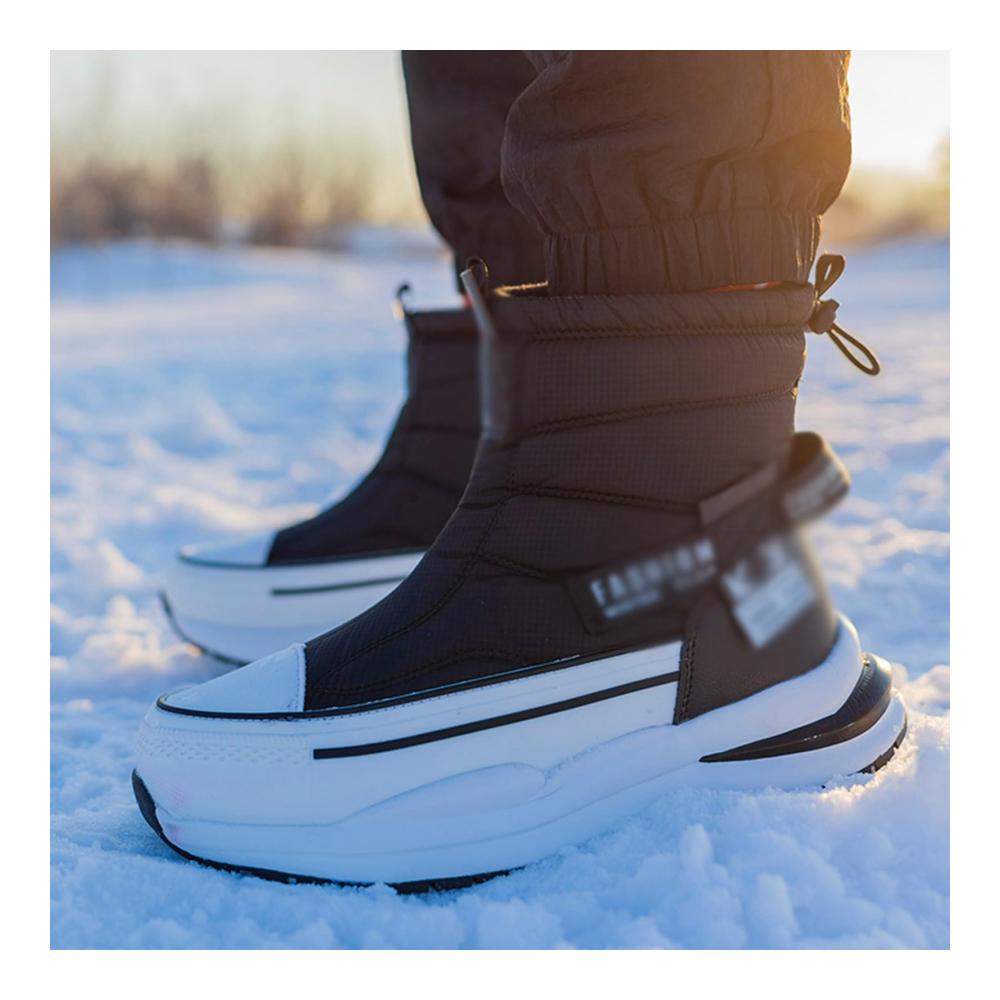 Damen-Schneestiefel Wasserdichte Trekking- & Wanderschuhe mit Rutschfester Sohle Warm Kunstfell Gefüttert - Herren-Winterstiefel für Outdoor Wandern modisch mit seitlichem Reißverschluss Unisex High-Tops