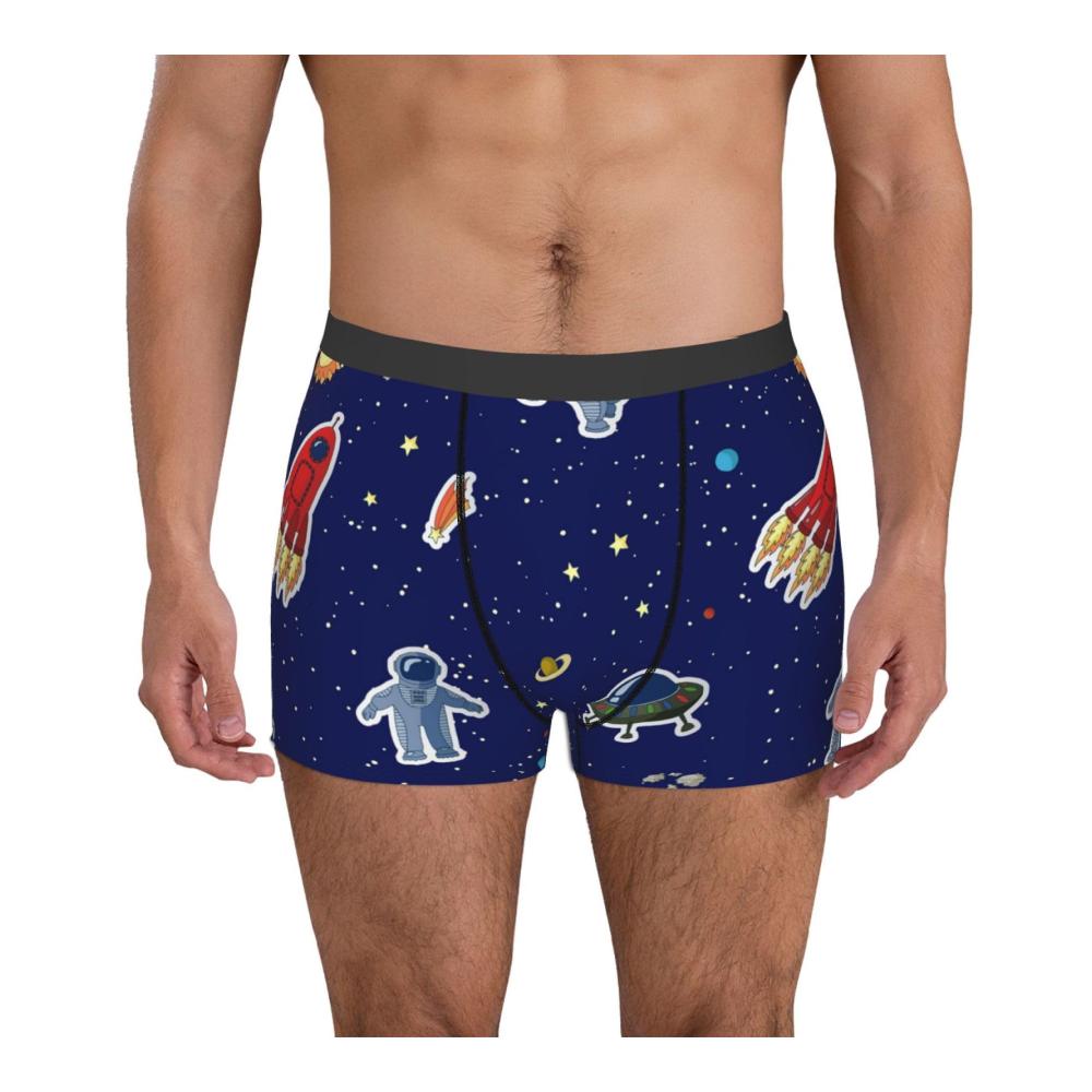 Lustige Cartoon Astronaut Sterne Herren Boxershorts - Bequeme atmungsaktive 3D-Print Unterwäsche mit Stretch - Beste Boxer Briefs