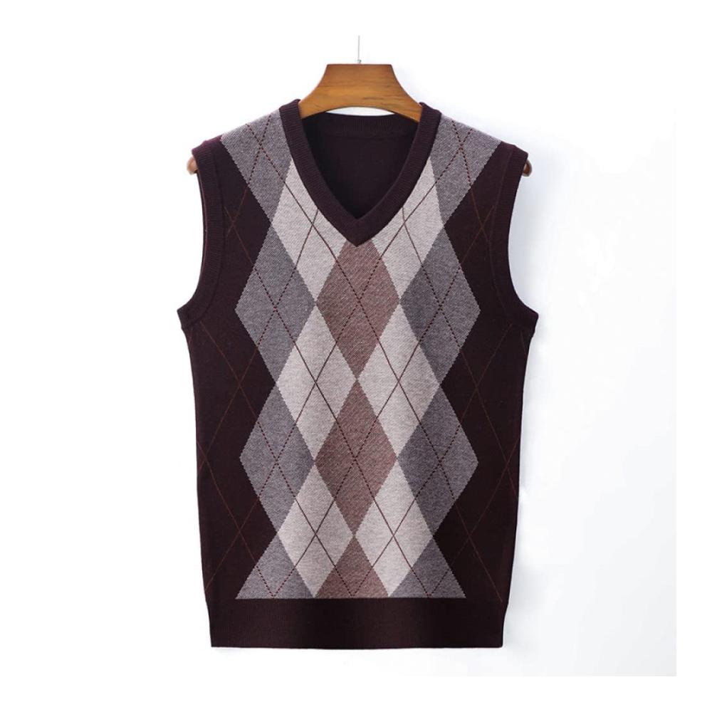 Herren Pullover Eleganter V-Ausschnitt Argyle-Passform Ärmellose Strickweste - Business Style