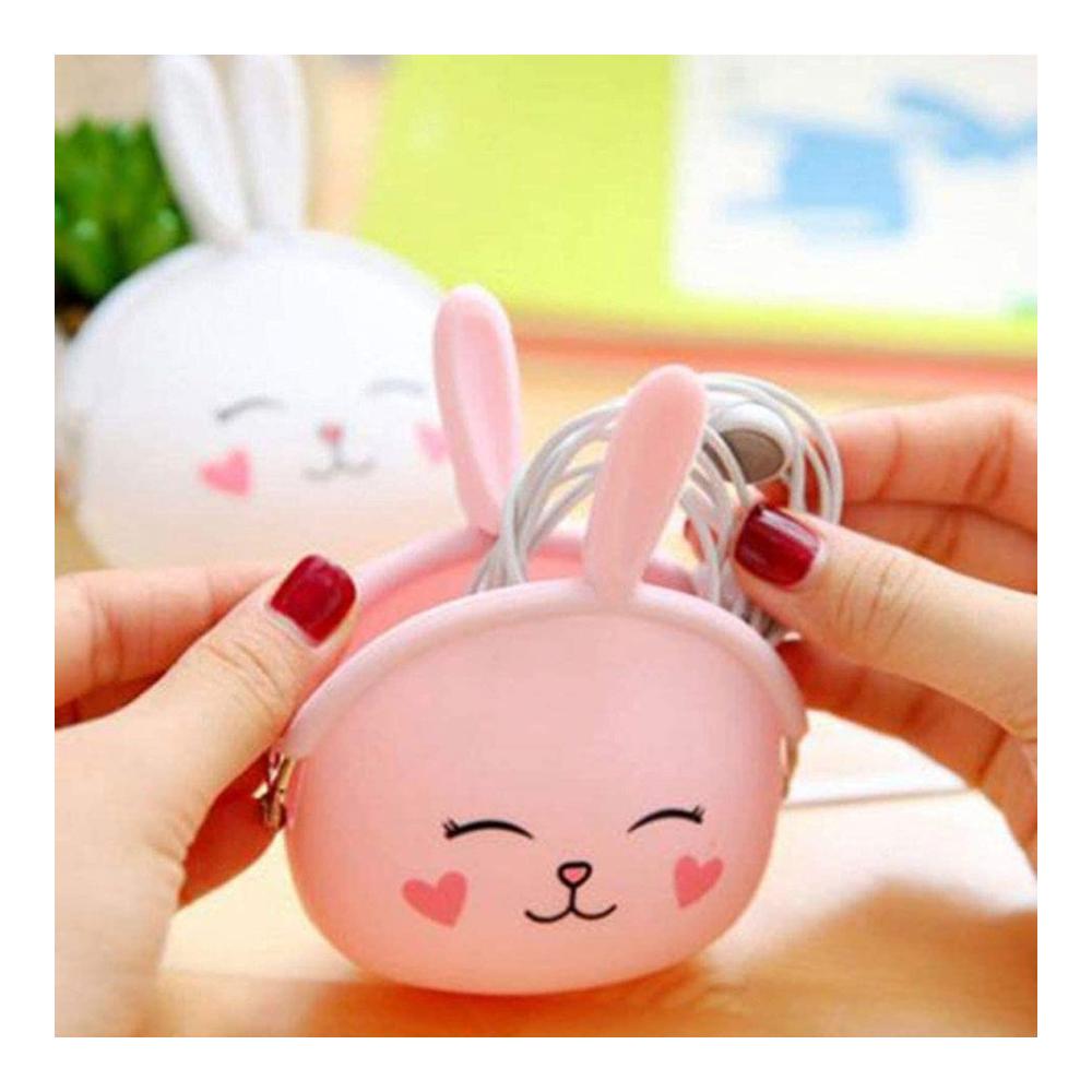 Silikon Geldbörsen Set - 2 Stück Cartoon Tier Geldbörse Kaninchen Kindergeldbörse für Mädchen - Pink Weiß - Ideales Party und Geburtstagsgeschenk