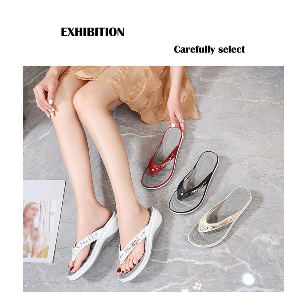 Orthopädische Zehensandalen Bequeme Damen Hausschuhe mit Kristall Flip Flops - Plantarfasziitis Sandalen für Outdoor Komfort