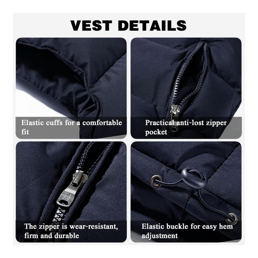 Herren Steppweste Schwarz | Bodywarmer Sportweste | Ärmellose Freizeitjacke | Kragenlose Warme Puffweste | Slim Fit Übergangsjacke M-2XL