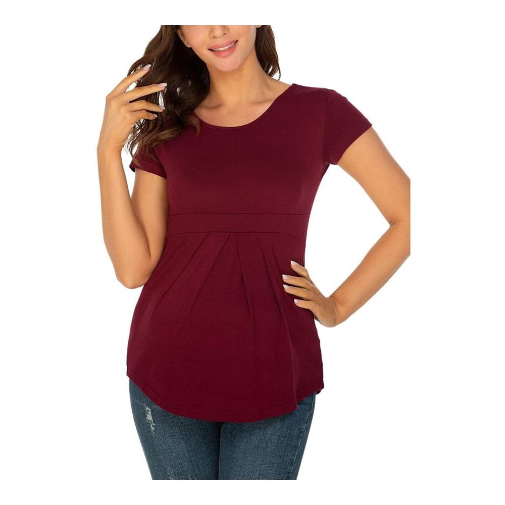 Damen Schwangerschafts-Tops Kurzärmelige T-Shirts mit U-Ausschnitt für werdende Mütter