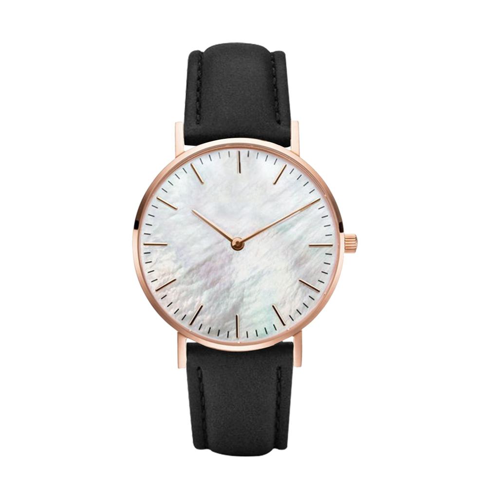 Damen Armbanduhr - Minimalistisches Design ultradünn mit Lederarmband - Modisches Geschenk für Damen