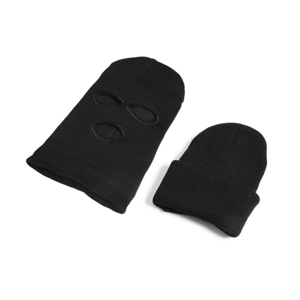 3-Loch Sturmhaube mit rotem Schmetterlingsmuster - Thermohut für Winteraktivitäten?