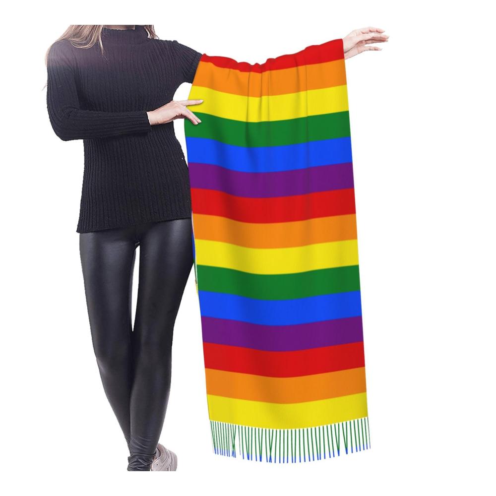 Großer warmer Unisex-Schal | Weicher modischer Schal in Regenbogenfarben | Einheitsgröße für Damen und Herren