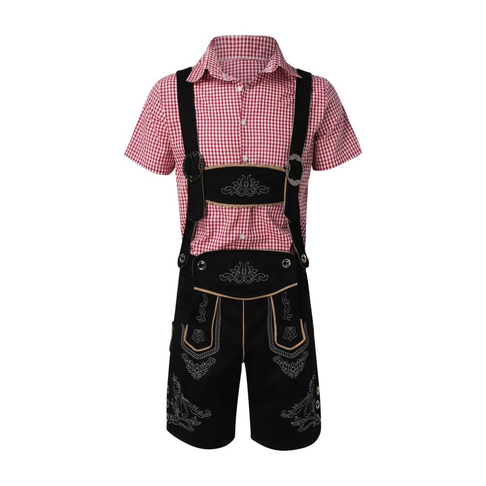 Oktoberfest Herrenshirt mit Tasche und Haken - Halloween Cosplay Bühnenkostüm Deutsches Oktoberfest Bier-Show-Kostüm für Herren