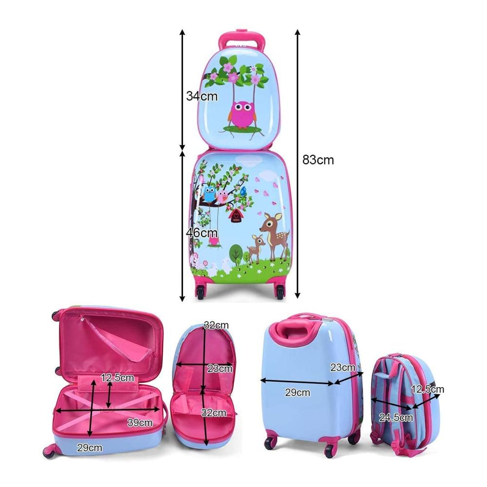 Kinderkoffer-Set mit Rollen 16 Koffer & 12 Rucksack - Reisegepäck für Kinder