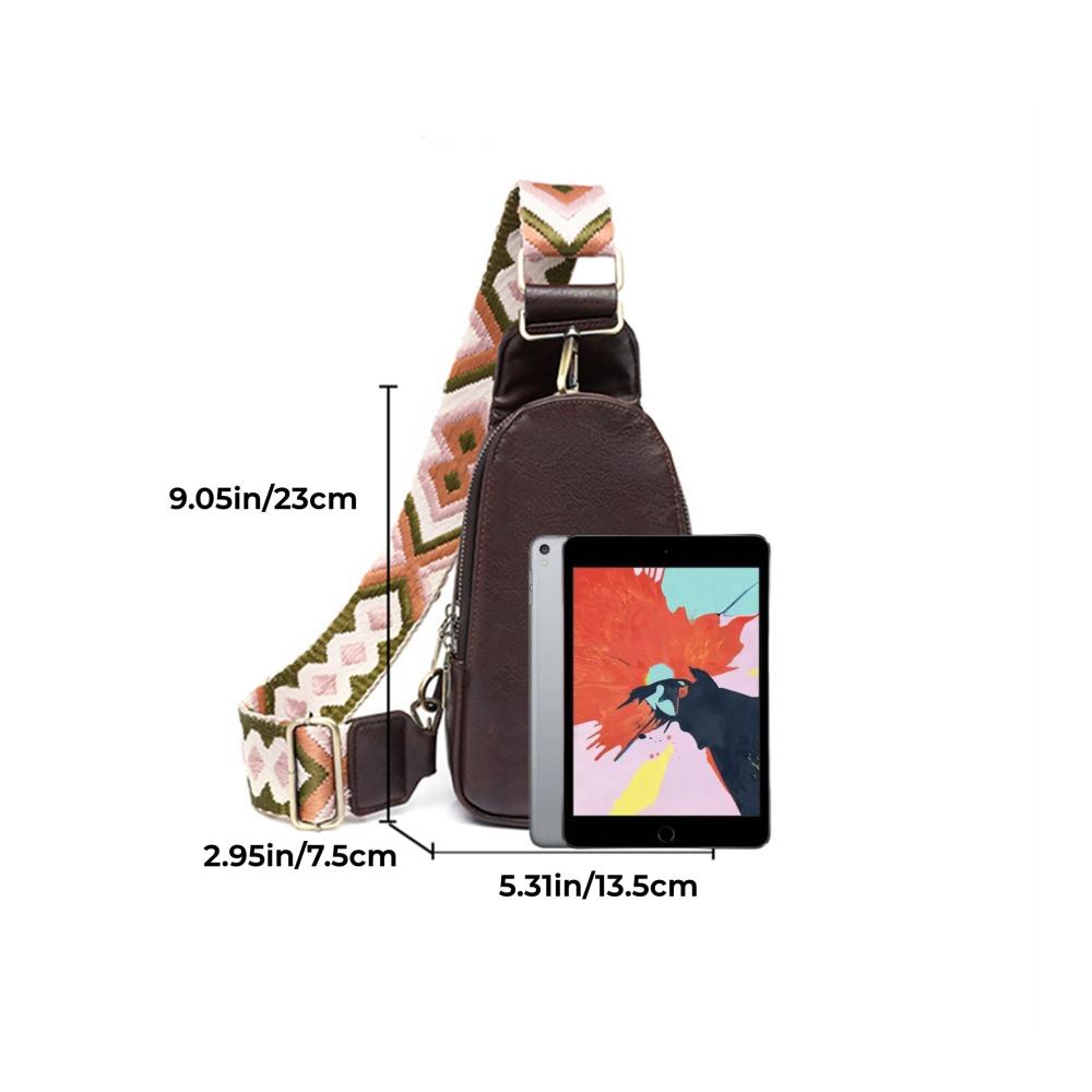 Moderne Damen Leder Umhängetasche mit Breitem Gurt und Dreieckiger Kopfhörertasche – Perfekt für Reisen Outdoor und Shopping