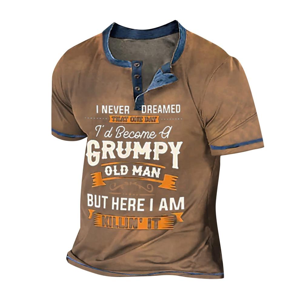 Herren Freizeithemd mit 3D-Print Buchstabenmuster und Button-Down-Kragen - Streetstyle T-Shirt mit Kurzarm Rundhals und Top-Druck für Outdoor-Aktivitäten